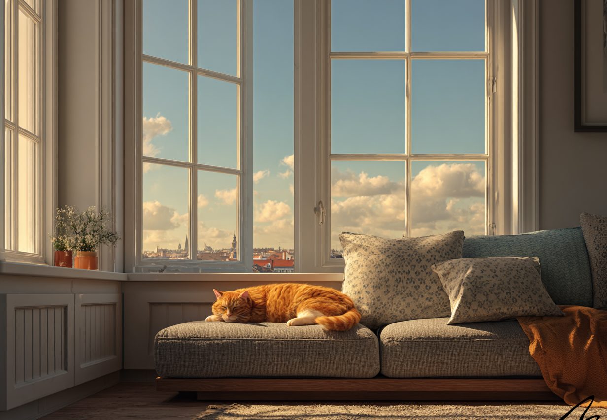 designing for pets, Living room with pet-friendly textures like rugs, cushions, and smooth flooring