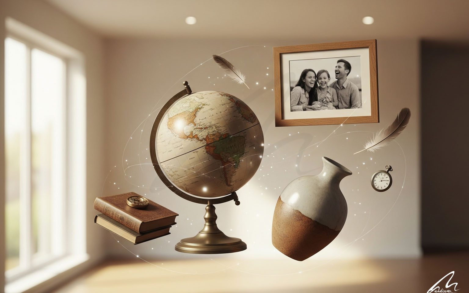 A beautifully curated bookshelf featuring a collection of vintage cameras, globes, and unique ceramic pieces, demonstrating how to make your home unique through personalized displays.