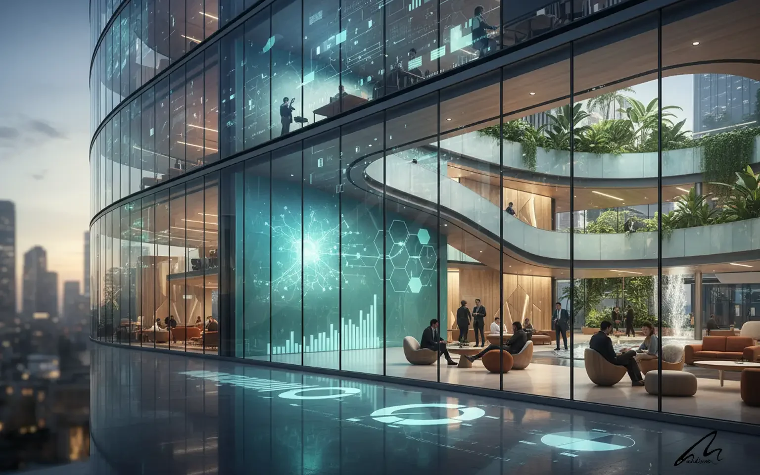 Architecture Fee Guide - Data visualization overlay on a building section illustrating the 2026 guide principles.