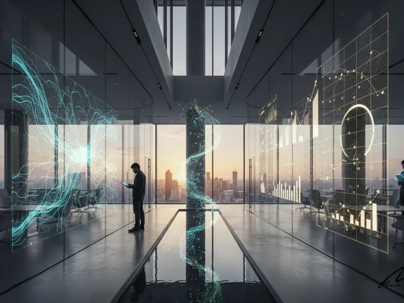 Digital data overlay on a modern building helping architects justify architecture fees