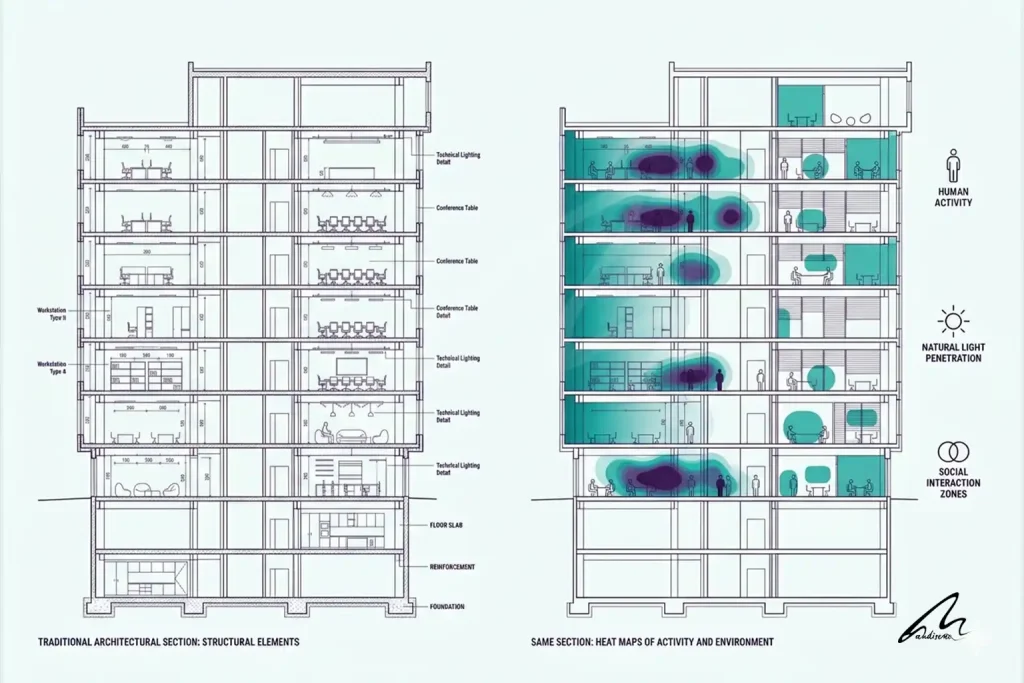Comparison between structural-focused design and performance-focused design using heat maps.